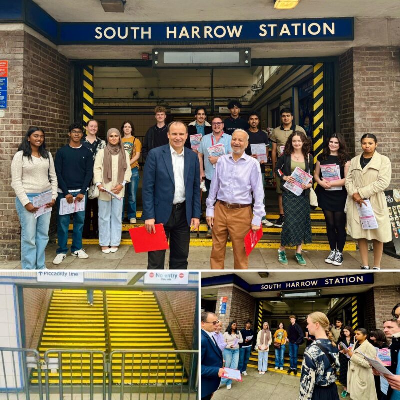 Gareth Thomas MP petitioning for step-free access to South Harrow station with Majib and residents